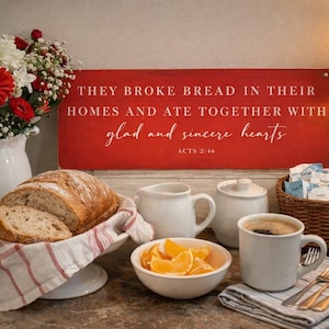 Acts 2:46 Hospitality Metal Sign – Christian Kitchen & Dining Room Wall Art