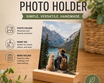Handmade Wooden Stand – Business Card Display, Photo Holder & Desk Organizer Gift
