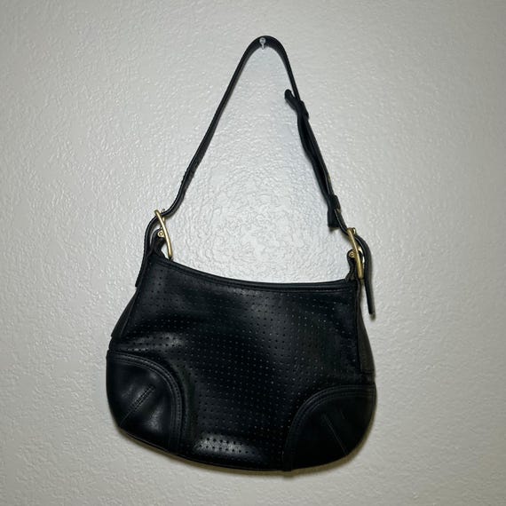 Vintage Coach Legacy Court 9217 Black Leather Perforated Y2k Small 
