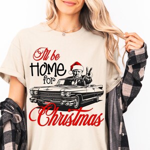 Trump I&#39;ll Be Home for Christmas Shirt, Christmas Donald Trump Sweatshirt, Funny Republican Sweater for Xmas Family Party, Trump Santa Tee