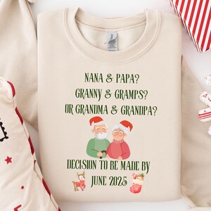 Christmas New Grandparents Pregnancy Reveal Sweatshirt, Cute Baby Announcement Shirt for Grandparent to be Christmas Present, Maternity Gift