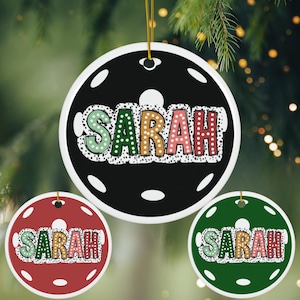 Custom Pickleball Ornament, Personalized Name Christmas Pickleball Ornament, Pickleball Partner Christmas Present Bauble, Bright Dots