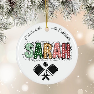Custom Deck the Halls with Pickleballs Ornament, Personalized Name Christmas Pickleball Ornament Pickleball Partner Christmas Present Bauble