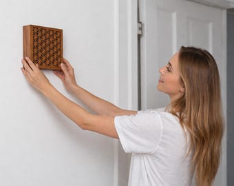 Modern Wood Doorbell Cover |  Shoji Design | wood wall art