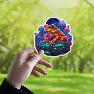 Frog Psychedelic Sticker, Psychedelic Art, Trippy Visual, Frog & Toad Vinyl Sticker for Laptop, Water Bottle Bumper Sticker, Frog Art Decals