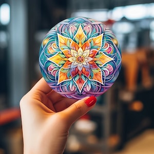Holographic Vinyl Sticker For Laptop, Water Bottle and Notebook, Mandala Holographic Sticker / Psychedelic Look / Bamber stickers