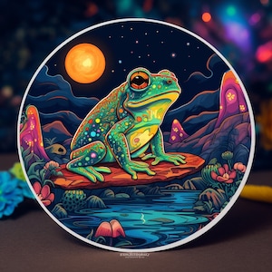 Frog Sticker Vinyl, High Quality Frog and Toad Sticker for Laptops, Water Bottles, Books and Mobile Case, Psychedelic Sticker, Trippy Poster