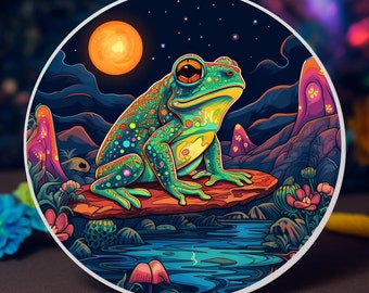 Frog Sticker Vinyl, High Quality Frog and Toad Sticker for Laptops, Water Bottles, Books and Mobile Case, Psychedelic Sticker, Trippy Poster