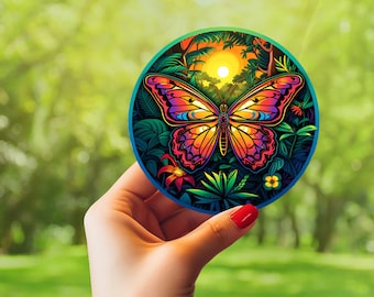 Colorful Butterfly Stickers - Psychedelic Latex Decals, Butterfly Stickers. Vinyl Butterfly Sticker