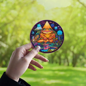 Toad and Frog Art Stickers - Vinyl Stickers, Waterproof and Holographic, Cute Vinyl Stickers for Laptops, Journals, Psychedelic Sticker