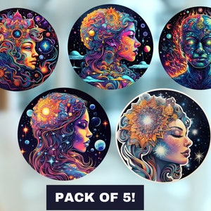 Ensemble d’autocollants de scène mystique, designs enchanteurs pour journaux, ordinateurs portables et objets d’artisanat uniques, esthétique magique, décor Boho, art céleste