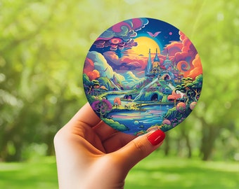 Vibrante arte psichedelica, adesivi impermeabili colorati psichedelici, delizie psichedeliche