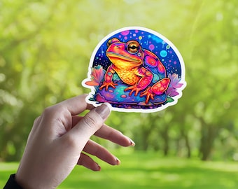 Psychedelic Toad Stickers, Waterproof Holographic Stickers, Cute Animal Stickers, Vinyl Sticker, Laptop, and Books, Psychedelic Sticker