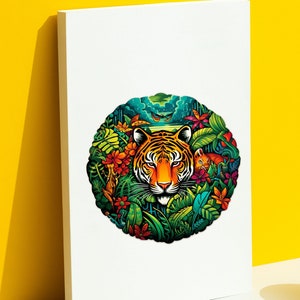 Floral Tiger Sticker, Tiger Sticker, Tiger Decal, Telefoon Sticker, Laptop Sticker, Waterfles Sticker, Tiger Lover Gift, Wildlife Sticker