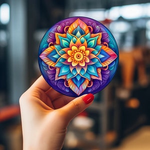 Pegatinas de paisajes trippy, pegatinas de vinilo, escenas psicodélicas para computadoras portátiles, diarios y botellas