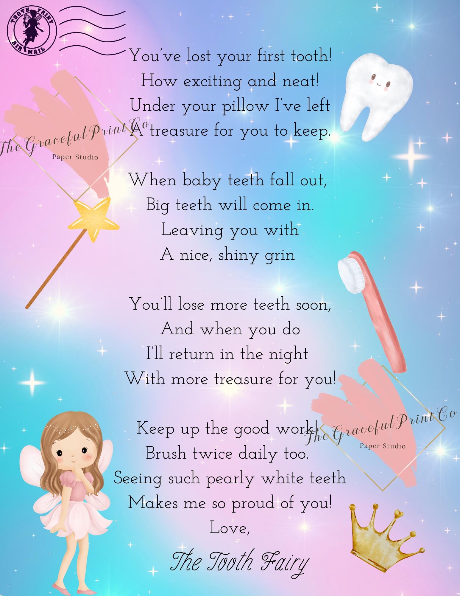 Tooth Fairy Letter First Tooth, Fairy Letter Printable Download - Etsy