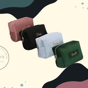 Personalisierte Kosmetiktasche Schminktasche mit Namen Kulturbeutel Damen Samt Kulturtasche Geschenk für Sie Muttertagsgeschenk Brautjungfer