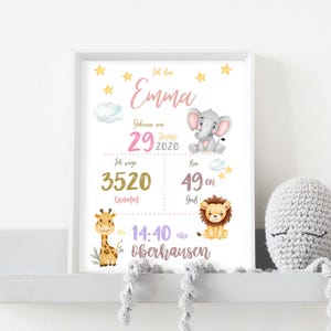 Baby poster birth poster name poster birth dates poster birth gift personalized birth board digital