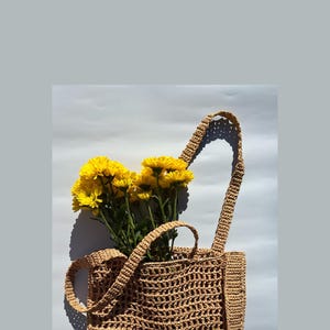 Handmade Raffia Tote Bag | Crochet Raffia Bag | Summer Beach Bag | Eco-Friendly Market Bag | Boho Shoulder Bag | Lightweight Bag