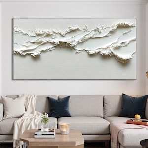Abstract 3D Sea Wave Oil Painting On Canvas, Original Ocean Seascape Painting, Large Textured Wall Art Wabi Sabi Art, Living Room Home Decor
