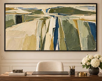 Abstract Landscape Painting, Neutral Canvas Wall Art, Modern Nature Home Decor