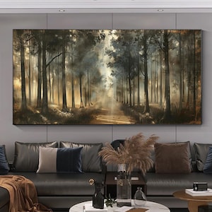 Abstract Forest Landscape Oil Painting on Canvas, Large Wall Art, Original Tree Painting Custom Painting Living Room Home Decor Autumn Decor