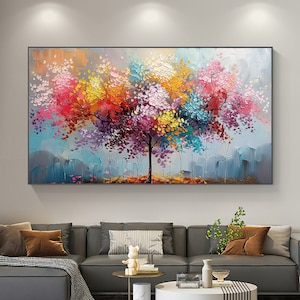 Abstrakte Blüten Baum Ölgemälde auf Leinwand Große Wand Kunst, Original Bunte Wand Kunst Benutzerdefinierte Moderne Wohnzimmer Wohnkultur Handgemachtes Geschenk