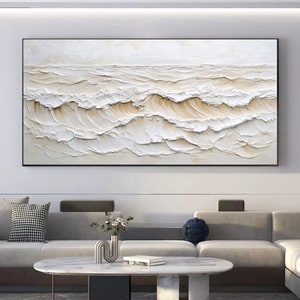 Original Hand-paint Sea Wave Oil Painting On Canvas, Abstract 3D Ocean Seascape Painting, Large Textured Wall Art, Living Room Wall Decor