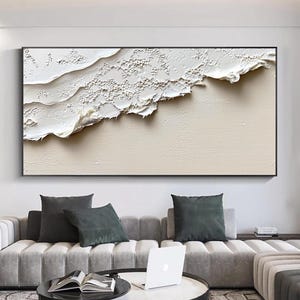 Large Abstract 3D Wave Oil Painting on Canvas , Original Ocean Landscape Textured Wall Art, Large Beach Painting, Modern Living Room Decor