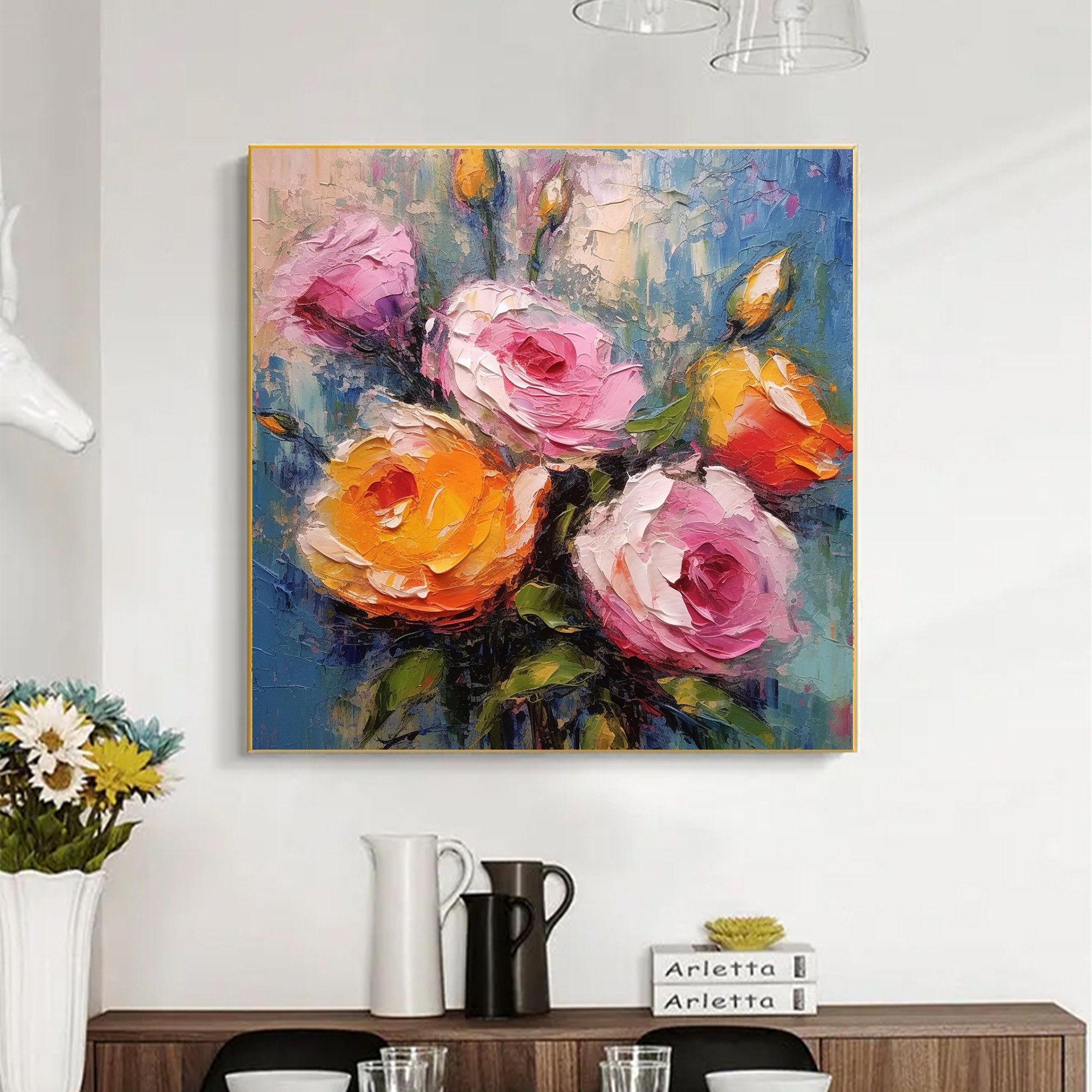 Large Minimalist Floral Painting main image 1