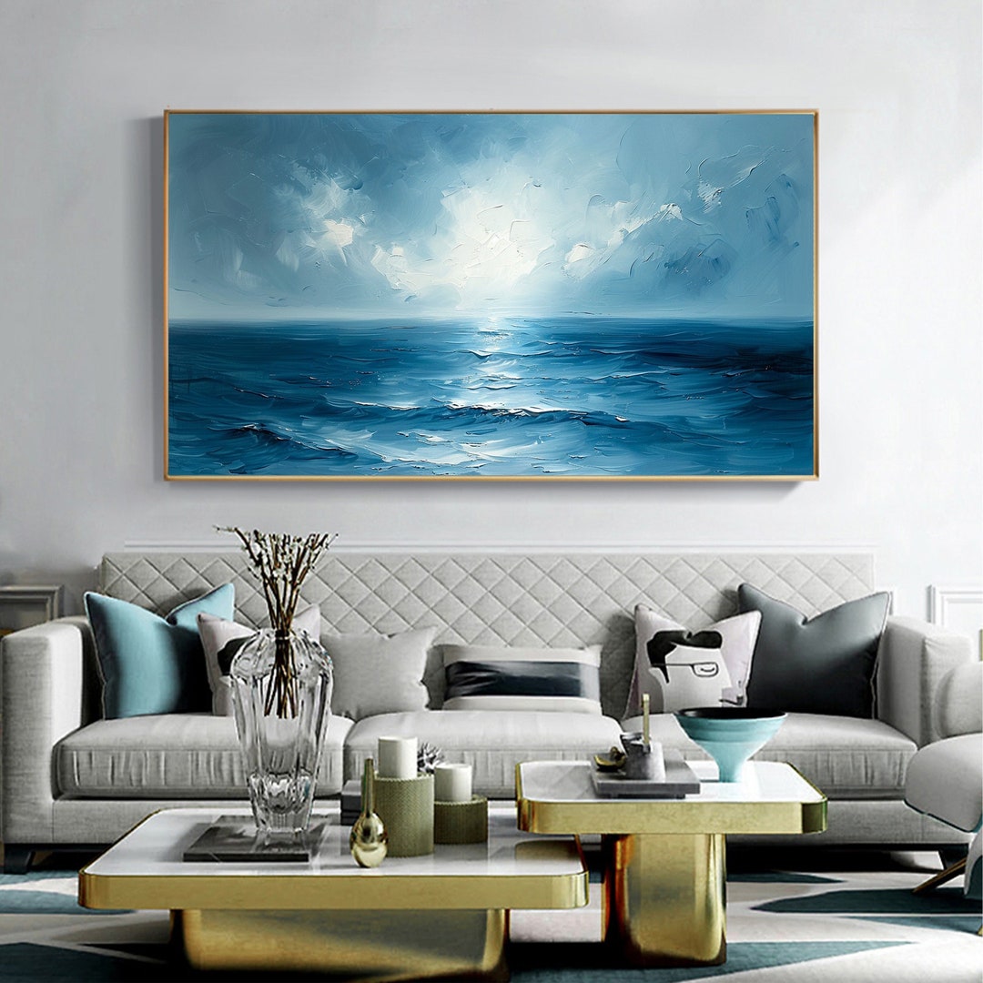 Abstract Ocean Landscape Oil Painting on Canvas Large Wall Art Original ...