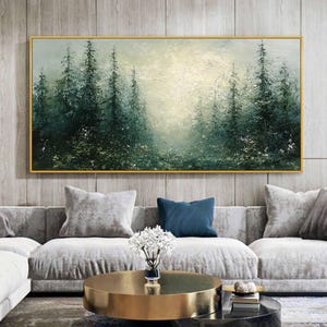 Abstract Green Forest Oil Painting on Canvas Original 3D Tree Texture ...