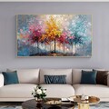 Abstract Colorful Forest Oil Painting on Canvas Large Wall Art, Original Tree Wall Art Custom Painting Trendy Living Room Home Decor Gift product logo