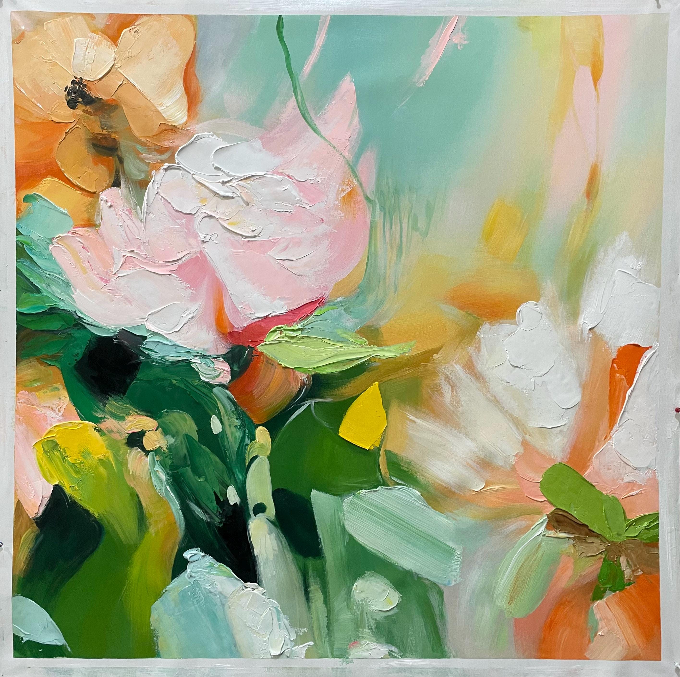 Original Peony Oil Painting on Canvas, Abstract Pink Floral Wall Art - Etsy
