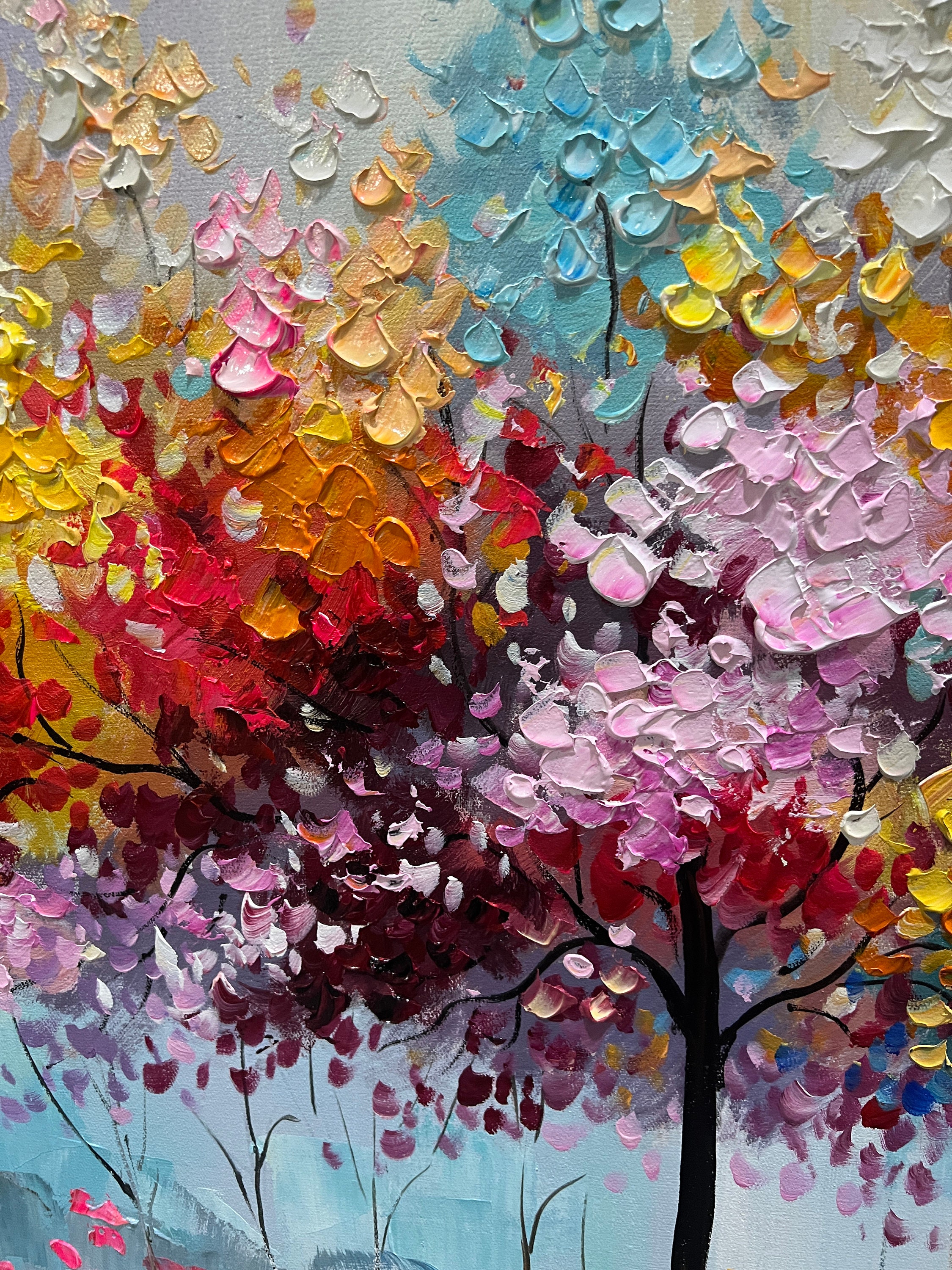 Abstract Blossom Tree Oil Painting on Canvas Large Wall Art, Original ...