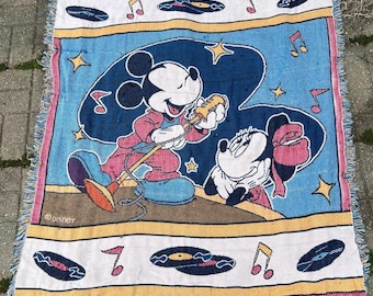 Vintage Disney Mickey & Minnie Music Tapestry Blanket