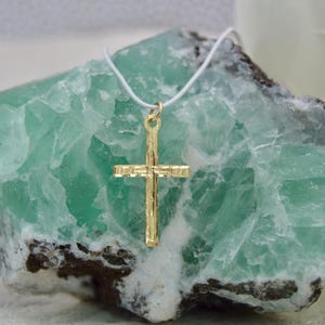 14K Yellow Gold Vintage Textured Cross Pendant for Necklace- NO CHAIN
