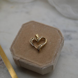10K Vintage Estate Diamonds Open Heart Pendant for Necklace- NO CHAIN