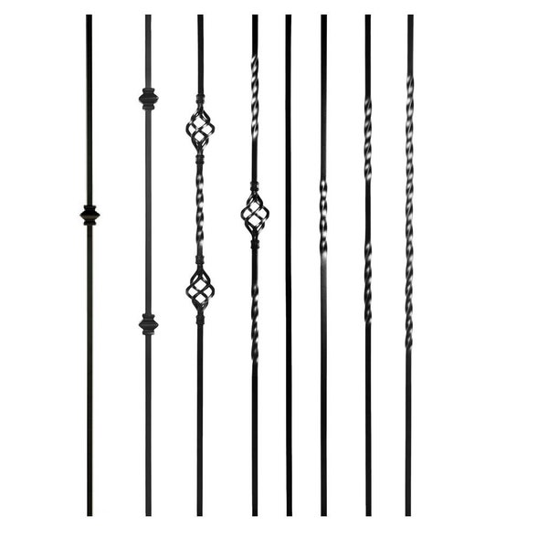 Iron Balusters - Iron Spindles - Iron Pickets - Satin Black 1/2" Squared Hollow Core