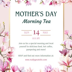 Mother's Day Tea Invitation, Digital Invitation for Mother's Day Brunch ...