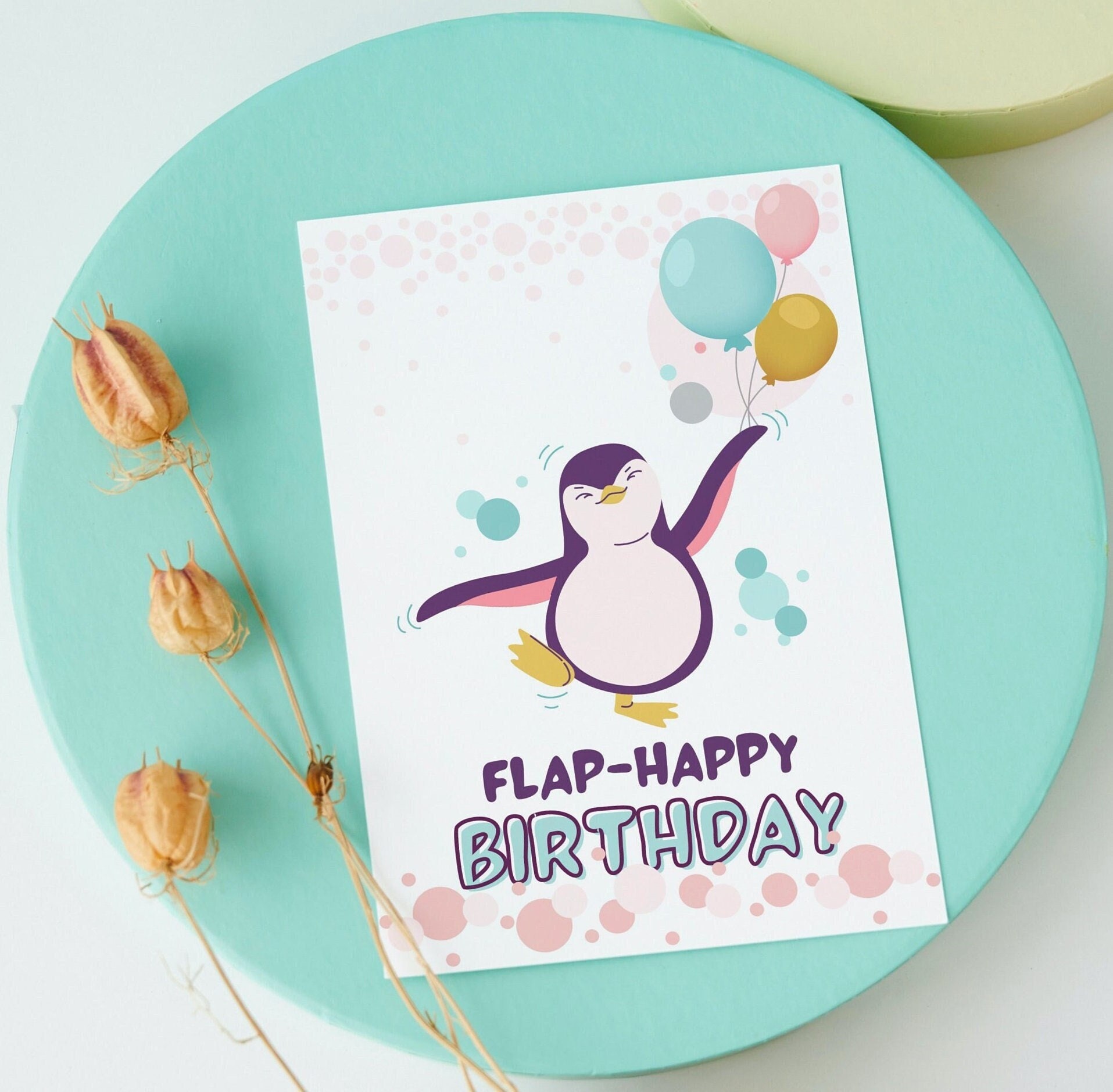 Printable Penguin Birthday Card Happy Birthday Card for Kids - Etsy