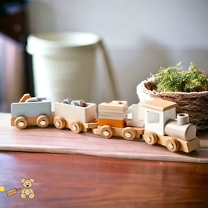 Wooden Train Toy for Babies, Birthday Train Toy, Wooden Train Set, First Birthday Gift, Baby Shower Gift, Educational Toys for Kids,