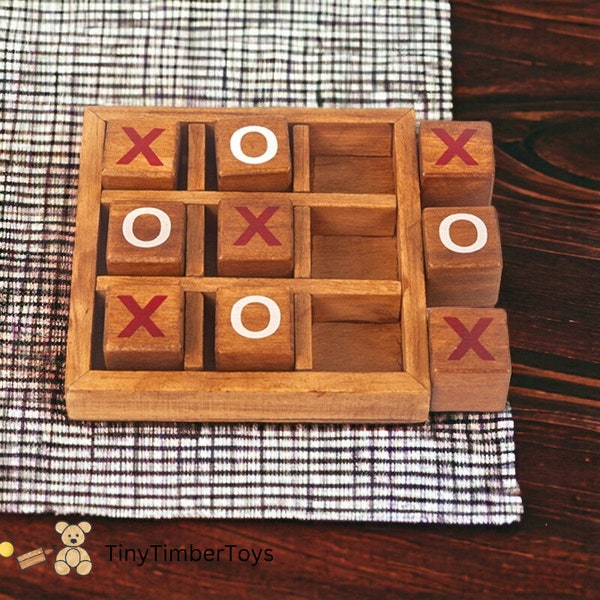 Wooden Tic Tac Toe Board Game Set, Wooden Educational Toys for Kids, Montessori Wooden Board Games for Kids, Puzzles for Children