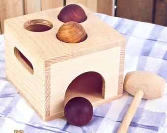 Scatola di permanenza oggetti Montessori, giocattoli Montessori per bambini di 3 anni, palla per bambini Imbucare, giocattoli in legno per bambini, giocattoli per bambini, regalo per i più piccoli