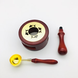 Accessori per cera con manico per timbri, ceralacca, fornello, cucchiaio