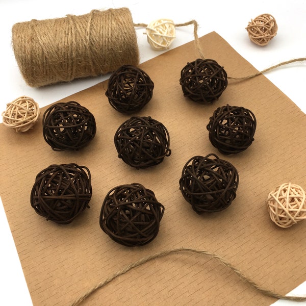 5 pcs Brown Decorative Willow Rattan Balls Christmas Baubles Wedding  Party Craft Supplies Home Decoration Vase Filler