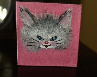 Vintage kitten painting