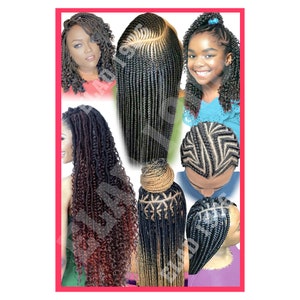 Hair Braiding poster, African Hair Braiding Poster, Poster for African hair braiding shop, Poster for Hair shop Large 24 by 36 Elad-poster19