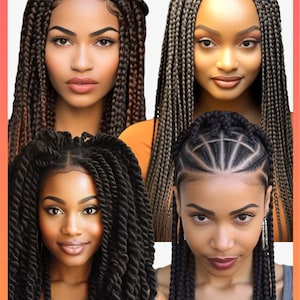 African hair braiding poster for salon, Braids Posters Large 24 by 36 Prints for Braiding Shops and Beauty Salons