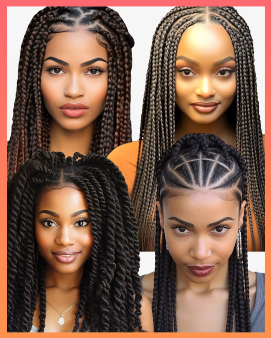 Bohemian Braids Bliss, Box Braids and Knotless Braids Posters 